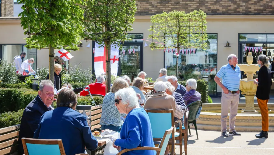A summer party in a community courtyard